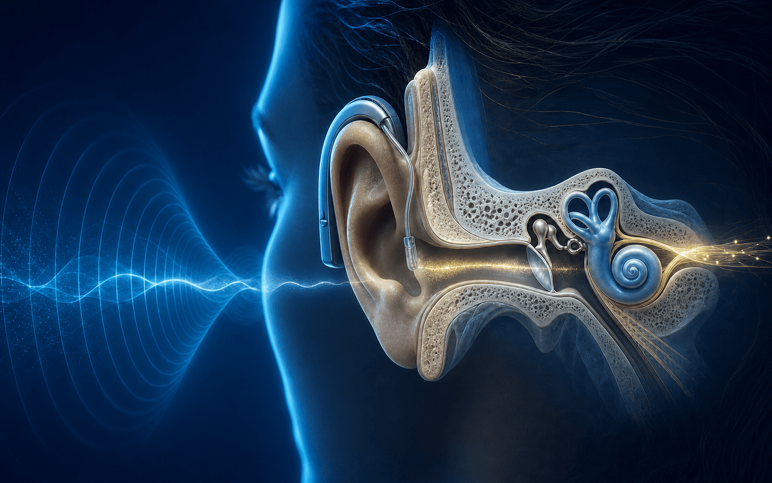 Sound waves travelling into the ear
