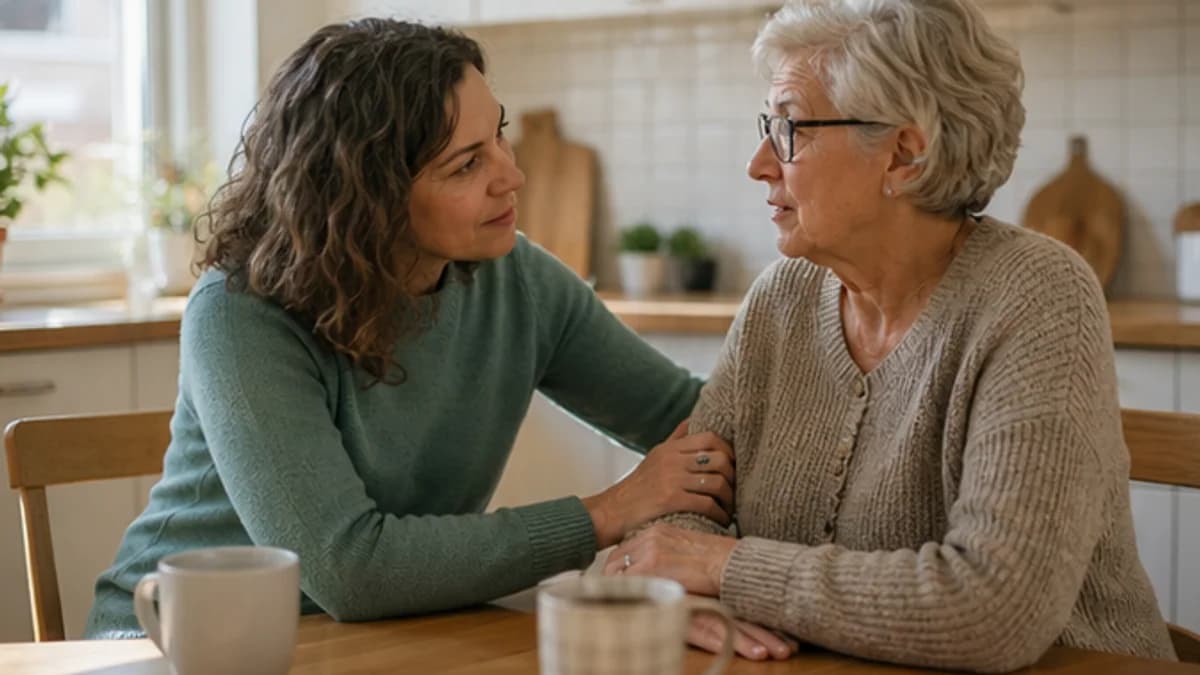 Adult straining to follow speech that sounds muffled from sensorineural hearing loss