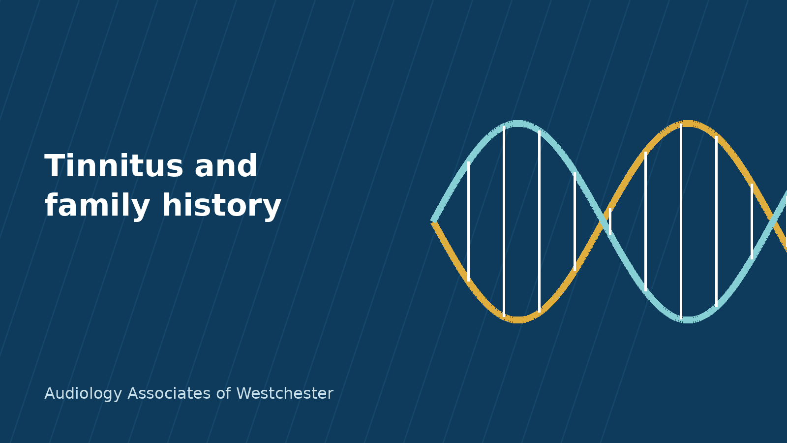 Family tree beside a DNA helix, illustrating tinnitus and family history in Westchester